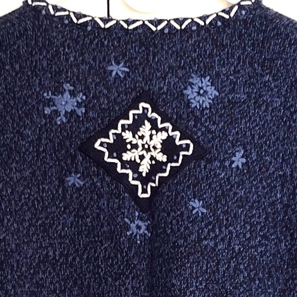 Women's Winter Button-up Sweater by ERIKA - Knit Sweater w/ Snowflakes - PS - Picture 4 of 5